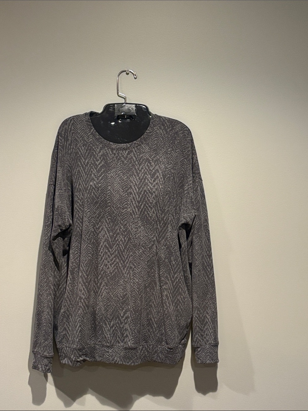 Athleta Gray Tencel Chevron Crewneck Sweater